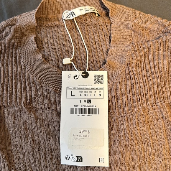 ZARA Ribbed Knit See-through Top in Brown - Picture 3 of 4